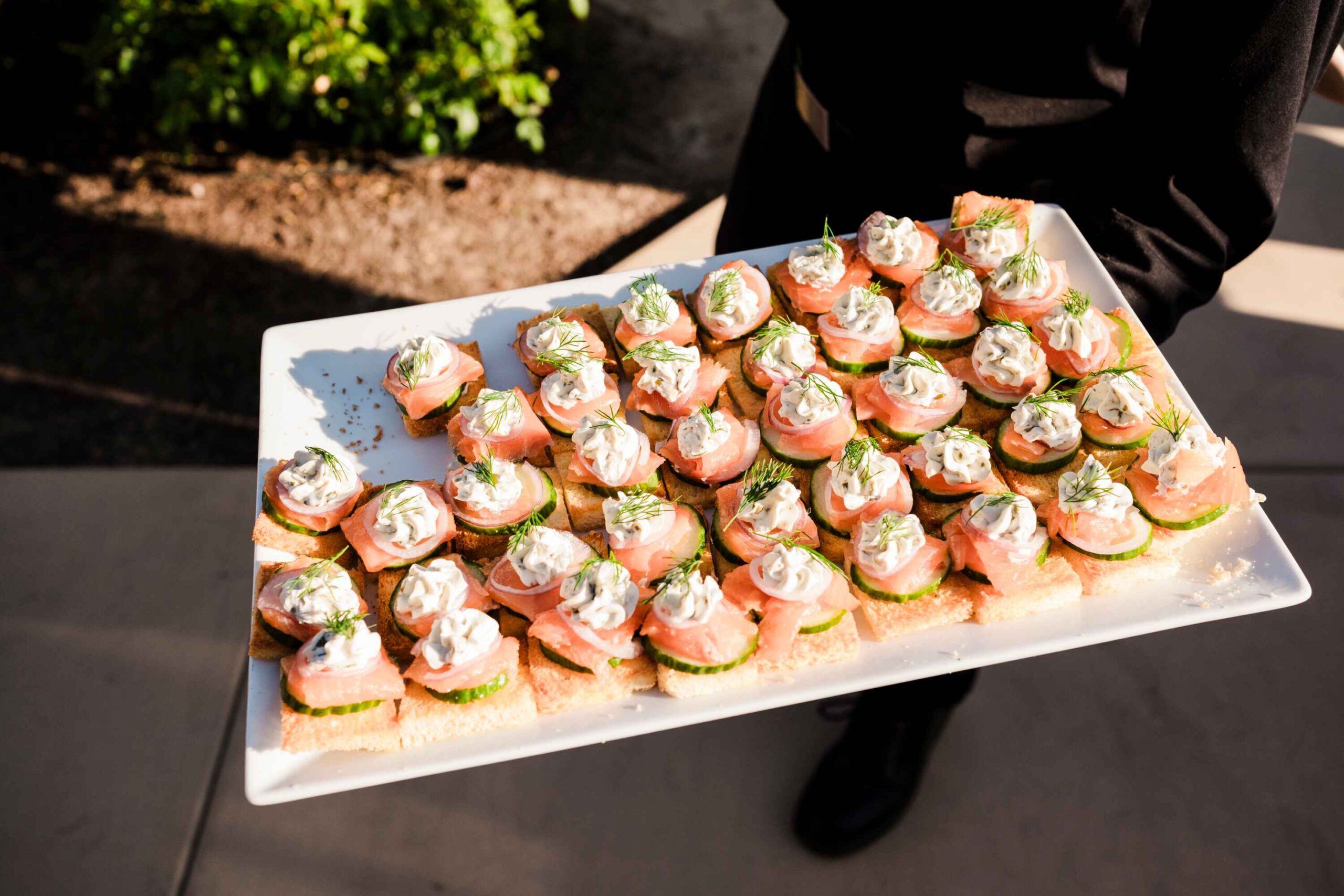 a platter full of hors d'oeuvres